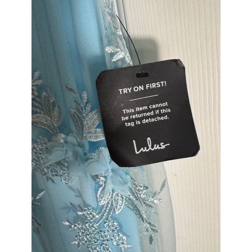 Lulus Light Blue Floral Lace 3D Applique Bustier Maxi Dress Formal Evening Prom - Picture 6 of 16